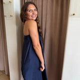 City Moves Satin Bandeau Top - Navy
