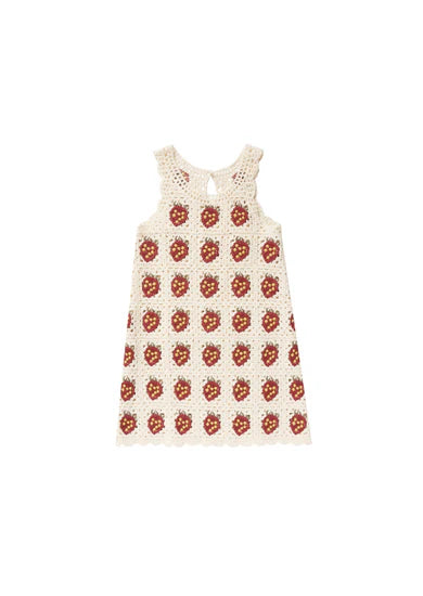 Kids Crochet Tank Mini Dress- Strawberry