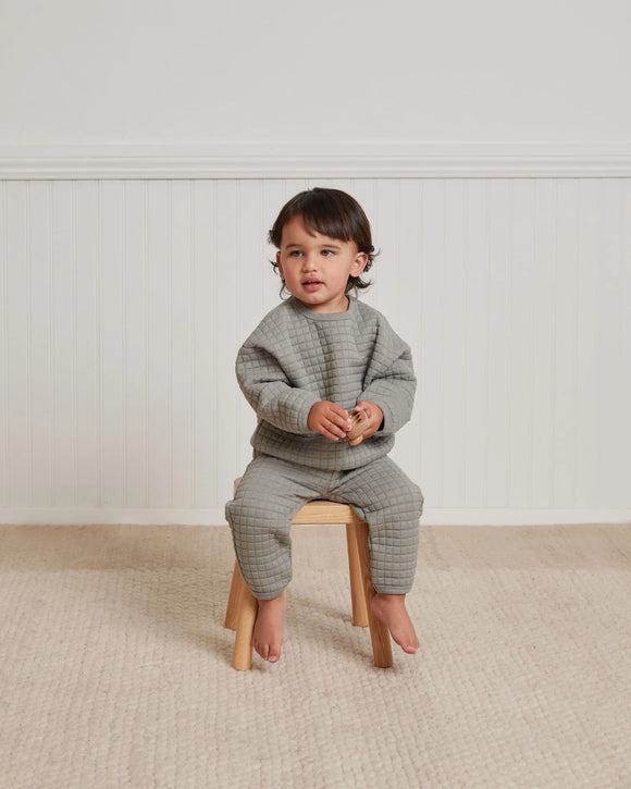 Quilted Sweater +Pant Set -Dusty Blue