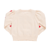Girl's Constance Sweater - Cream + Red Hearts