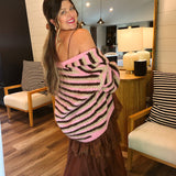 My Favorite Striped Chocolate Cardigan