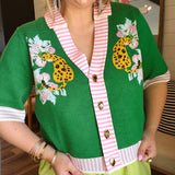 Mahjong Green Leopard Cardigan