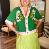 Mahjong Green Leopard Cardigan