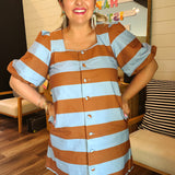 Queen Of Stripes Mini Dress - Blue