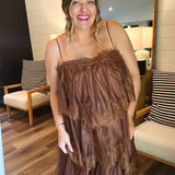 Coco Brown Ruffle Maxi Dress