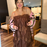 Coco Brown Ruffle Maxi Dress