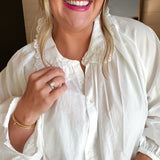 Mountain White Eyelet Collar Top