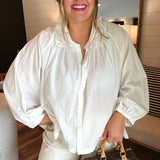 Mountain White Eyelet Collar Top