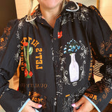 Cowgirl Chic Black Horse Top