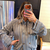 Falling Into Plaid Short Trench Jacket