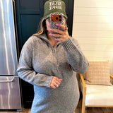 Hailey Half Zip Sweater Dress - Grey