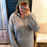 Hailey Half Zip Sweater Dress - Grey