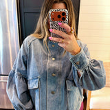 English Tea Denim Bomber Jacket