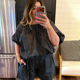 Coastal Charm Polka Dot Top - Black