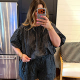 Coastal Charm Polka Dot Top - Black