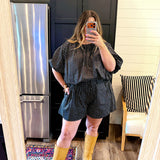 Coastal Charm Polka Dot Shorts - Black