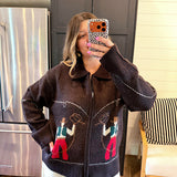 Cowgirl Up Cardigan - Chocolate