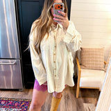 Tuxedo Cream Oversized Button Up
