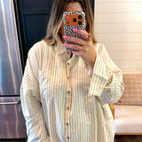 Tuxedo Cream Oversized Button Up