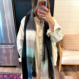 Espresso Mint Plaid Winter Scarf