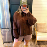 Mock Neck Cardigan - Brown