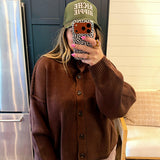 Mock Neck Cardigan - Brown