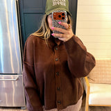 Mock Neck Cardigan - Brown