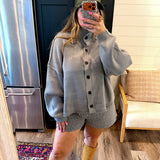 Mock Neck Cardigan - Grey