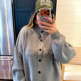 Mock Neck Cardigan - Grey