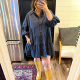 Heather Plaid Mini Dress - Navy