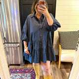 Heather Plaid Mini Dress - Navy