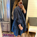 Heather Plaid Mini Dress - Navy