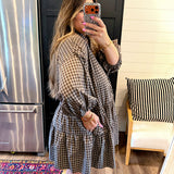 Heather Plaid Mini Dress - Brown