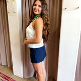 Gossip Girl Plaid Mini Skirt Skort - Navy