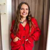 Cozy Up Cardigan - Red