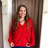 Cozy Up Cardigan - Red