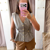 City Chic Button Down Vest Top