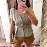 City Chic Button Down Vest Top