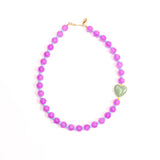 Jade Heart Necklace - Purple