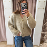 Oversized Waffle Cardigan - Oatmeal