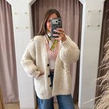 Oversized Chunky Fireplace Cardigan - Cream