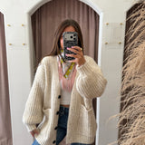 Oversized Chunky Fireplace Cardigan - Cream