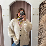 Oversized Chunky Fireplace Cardigan - Cream