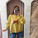 Horses In The Back Yellow Pullover