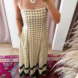 Olive Martinis Checkered Maxi Dress
