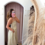 Olive Martinis Checkered Maxi Dress