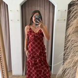 Holiday Kiss Ruffle Plaid Maxi Dress