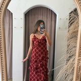 Holiday Kiss Ruffle Plaid Maxi Dress