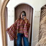Carmel Apple Plaid Kimono Top