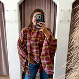Carmel Apple Plaid Kimono Top